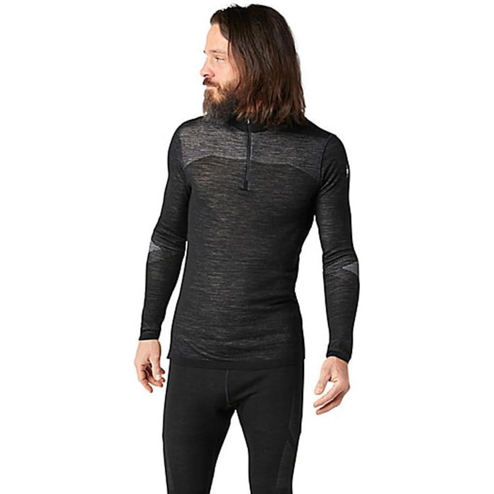 image:imageSmartWool Mens Intraknit Thermal Merino Base Layer 14 ZipBlackWhite
