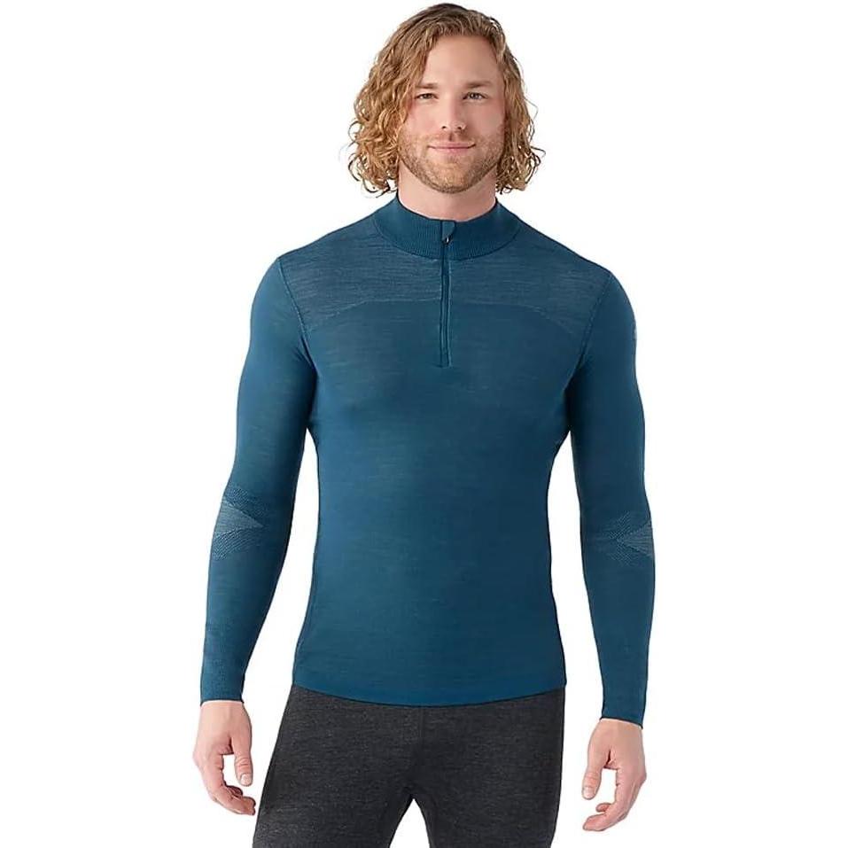 image:imageSmartWool Mens Intraknit Thermal Merino Base Layer 14 ZipTwilight Blue