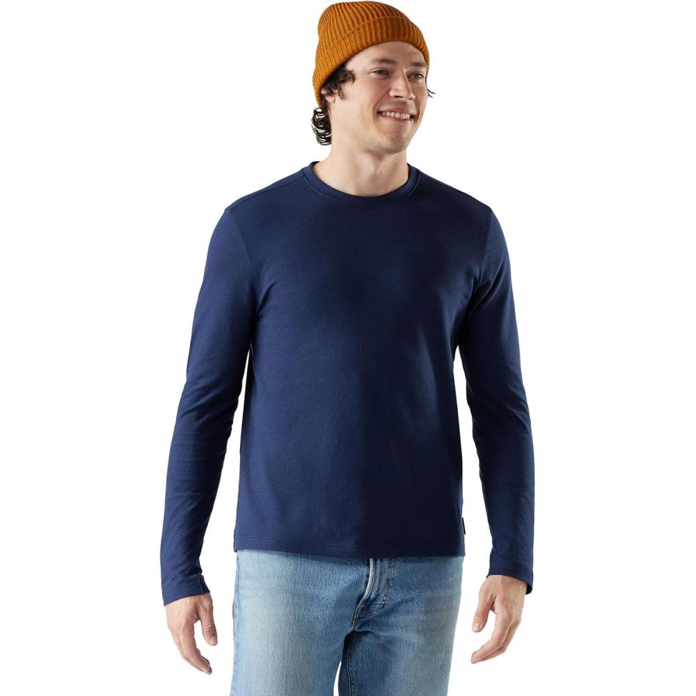 image:imageSmartWool Mens Perfect Crew Long Sleeve TeeDeep Navy