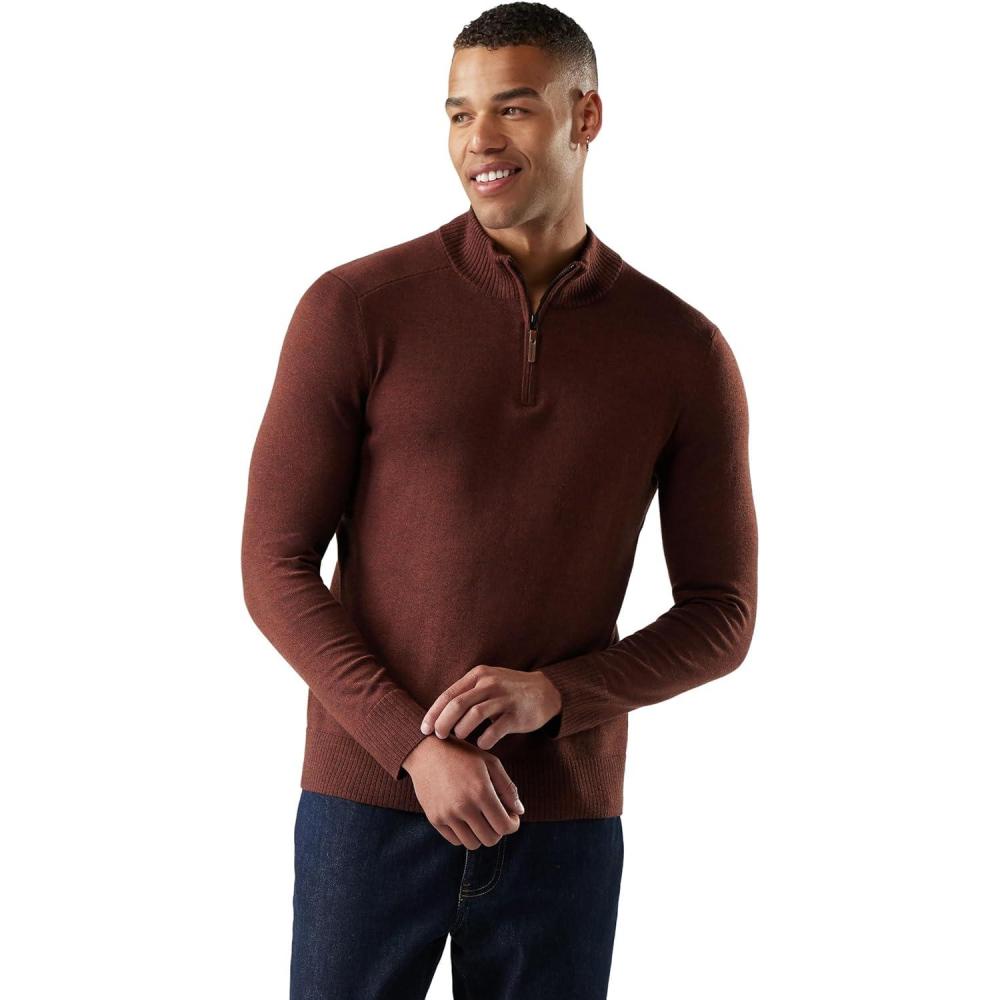 image:imageSmartWool Mens Sparwood 12 Zip SweaterPecan BrownMink