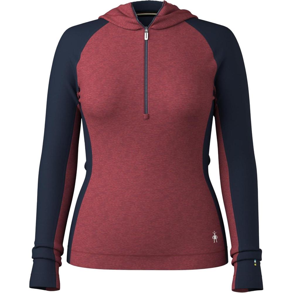image:imageSmartWool Womens Classic Thermal Merino Base Layer 12 Zip HoodieCurrant Heather