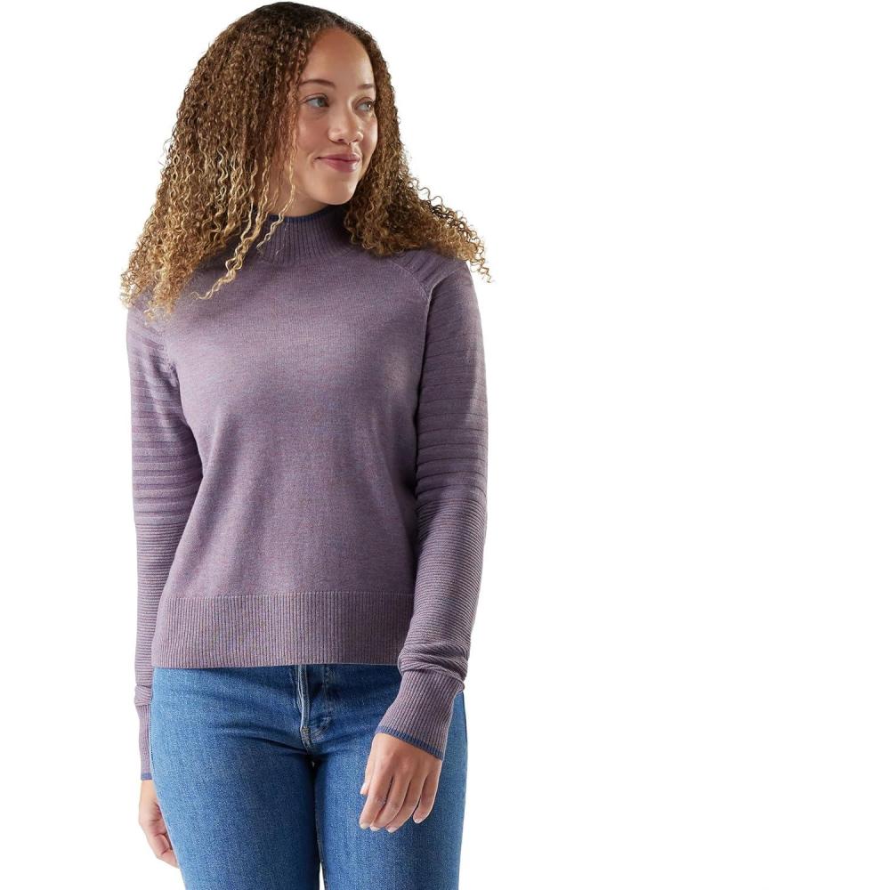 image:imageSmartWool Womens Edgewood Mock Neck SweaterChalk Violet Heather