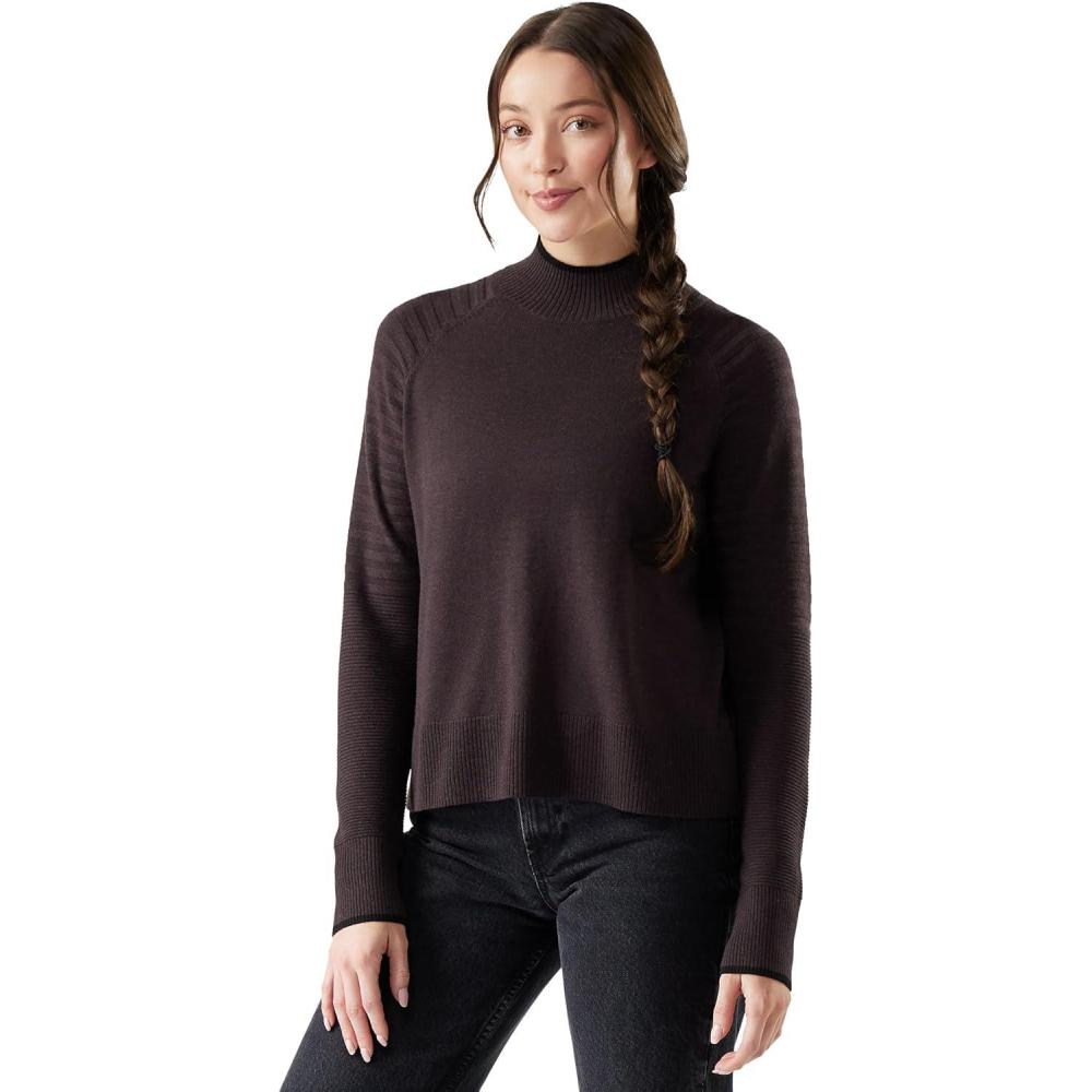 image:imageSmartWool Womens Edgewood Mock Neck SweaterMink Heather