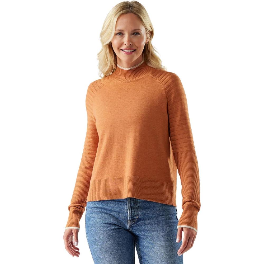 image:imageSmartWool Womens Edgewood Mock Neck SweaterTerracotta Heather