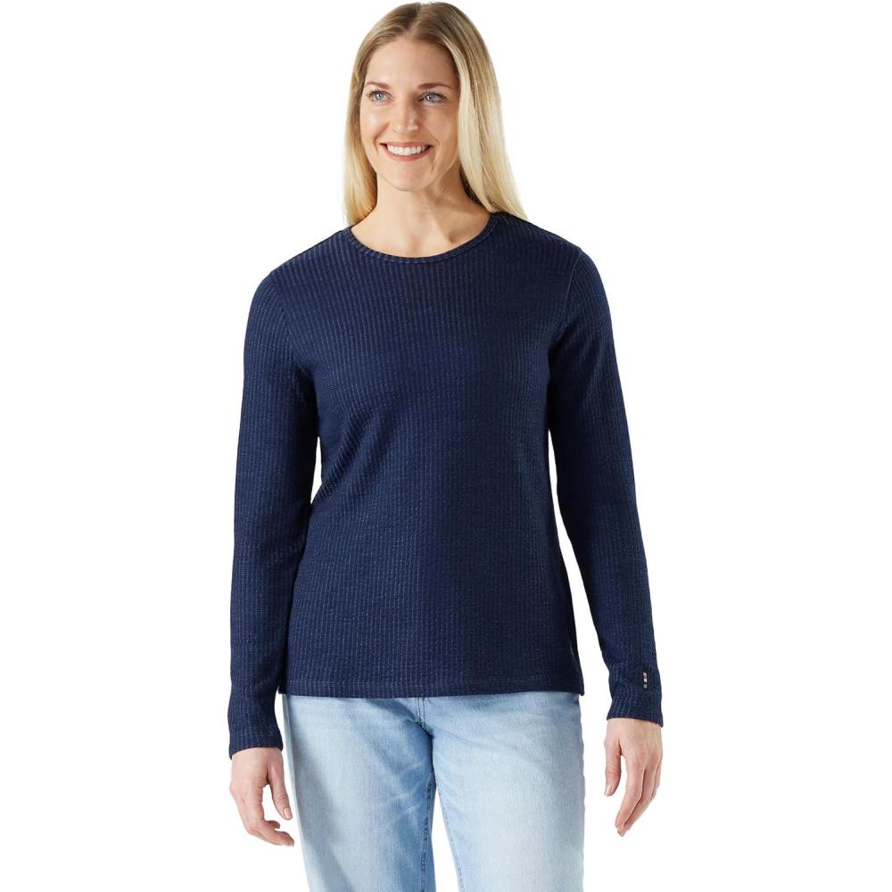 image:imageSmartWool Womens Thermal Merino Rib CrewNightfall Bluedeep Navy
