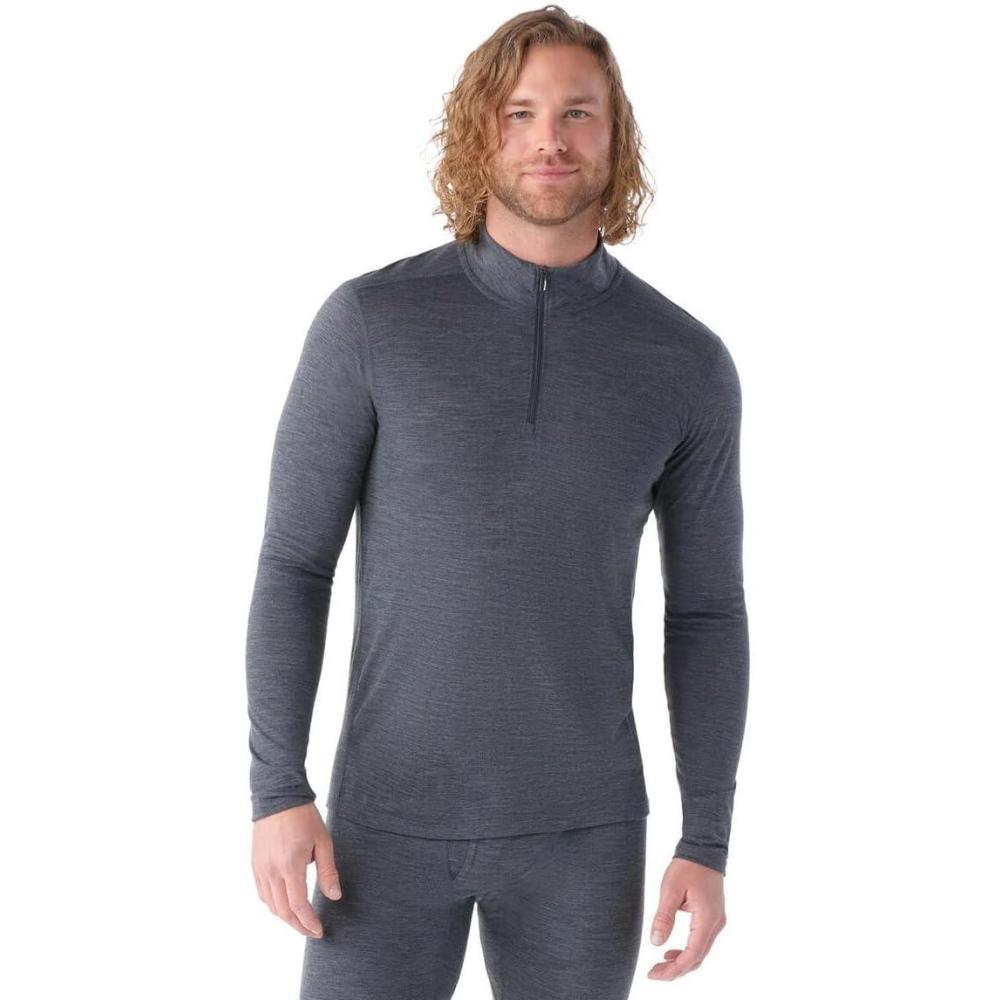 image:imageSmartwool Mens Classic AllSeason Merino Base Layer 14 ZipIron Heather