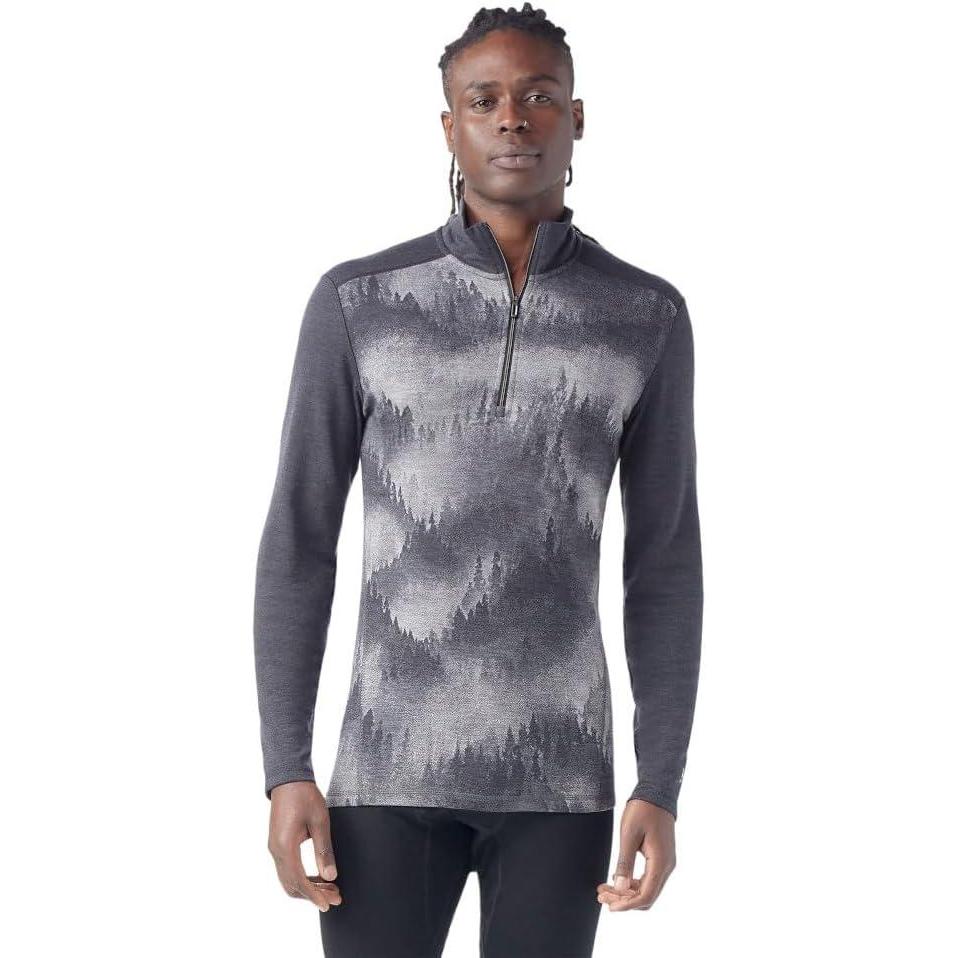 image:imageSmartwool Mens Classic Thermal Merino Base Layer 14 ZipCharcoal Foggy Pines