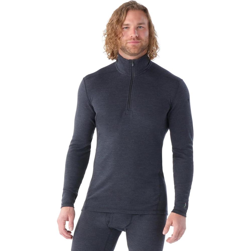 image:imageSmartwool Mens Classic Thermal Merino Base Layer 14 ZipCharcoal Heather