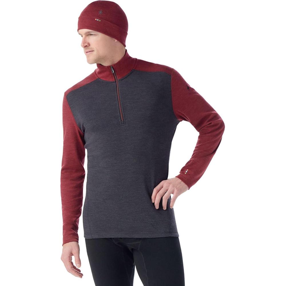 image:imageSmartwool Mens Classic Thermal Merino Base Layer 14 ZipCharcoalCurrant