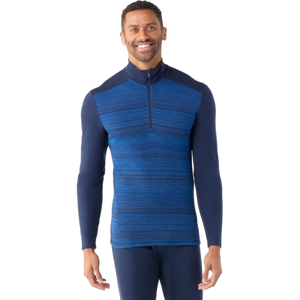 image:imageSmartwool Mens Classic Thermal Merino Base Layer 14 ZipDeep Navy Color Shift