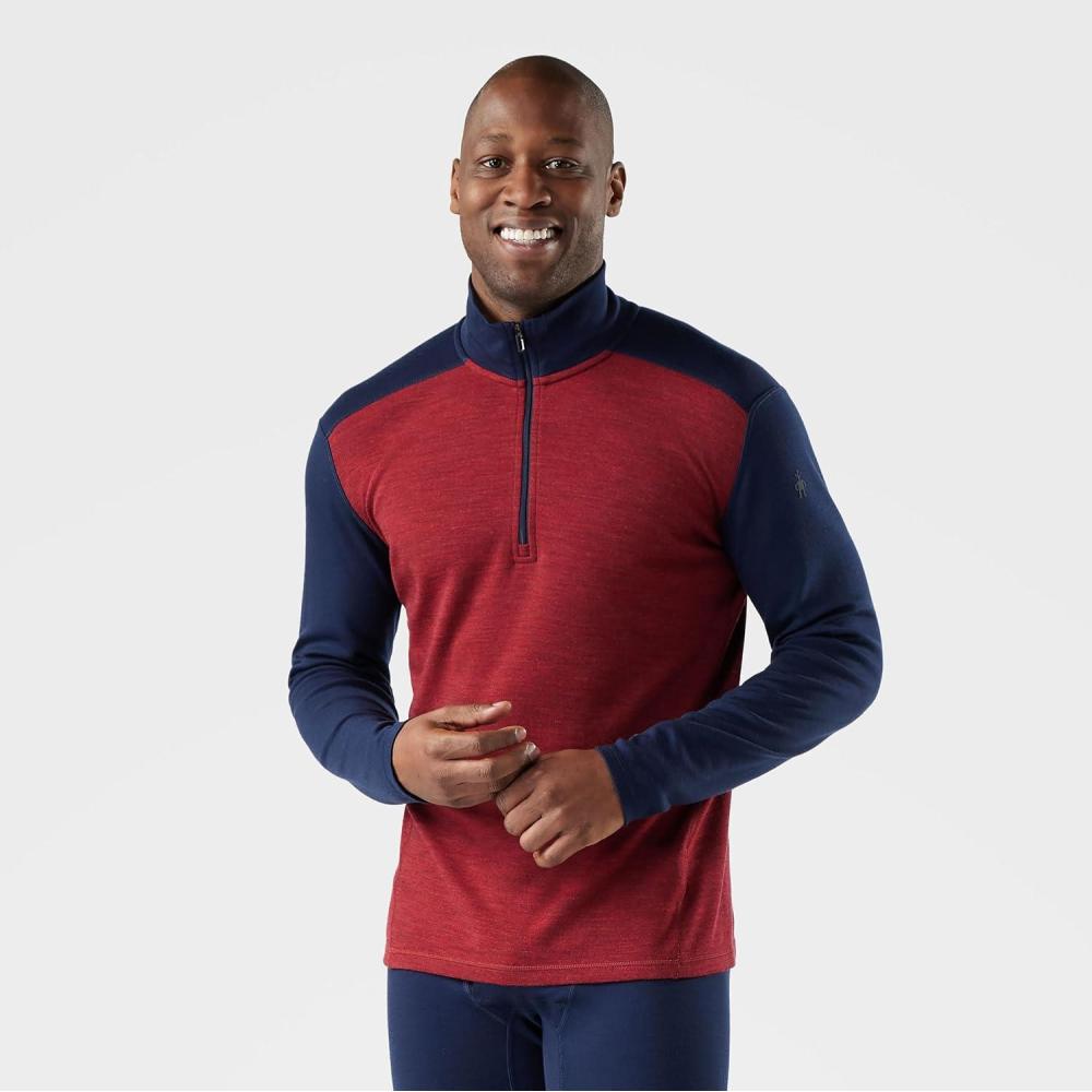 image:imageSmartwool Mens Classic Thermal Merino Base Layer 14 ZipDeep NavyCurrant Heather