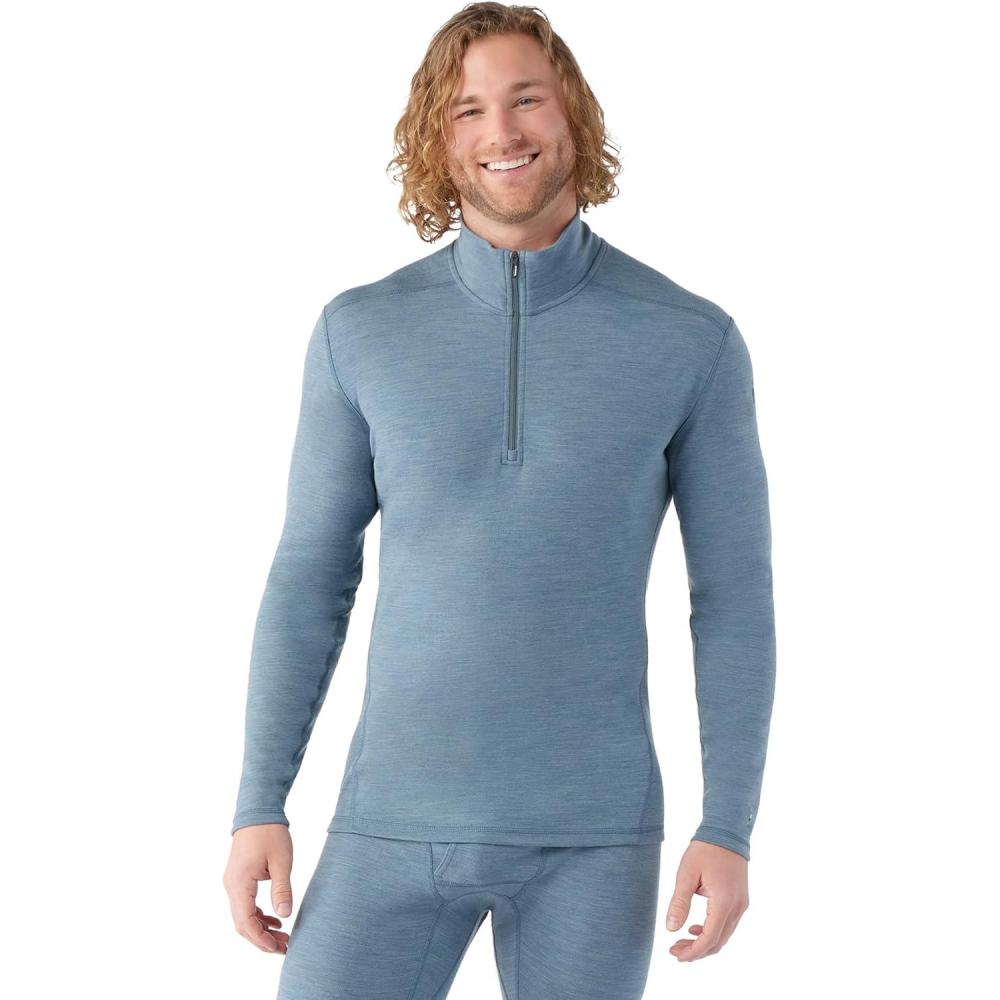 image:imageSmartwool Mens Classic Thermal Merino Base Layer 14 ZipPewter Blue Heather