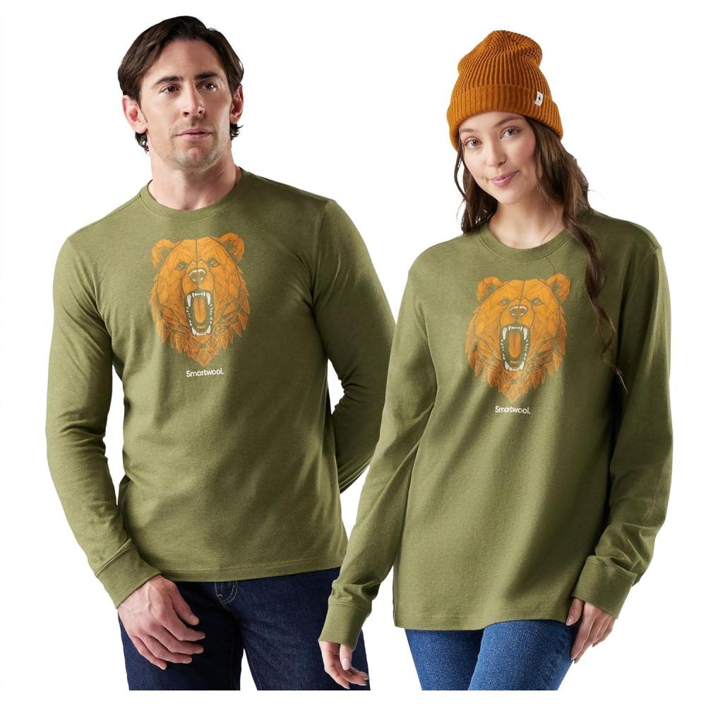 image:imageSmartwool Mens Geometric Bear Long Sleeve Graphic TeeWinter Moss