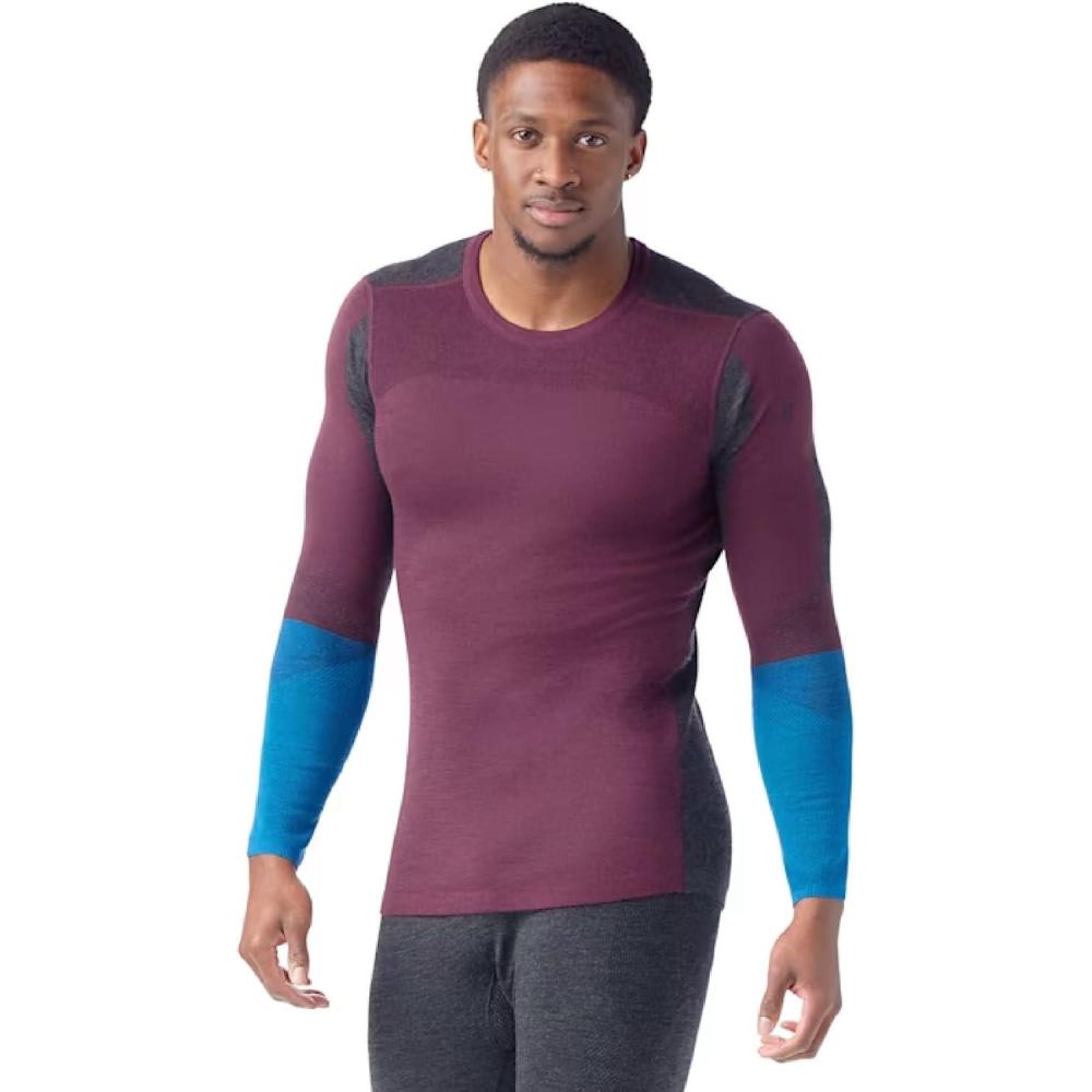 image:imageSmartwool Mens Intraknit Thermal Merino Base Layer Colorblock CrewEggplantNival Blue
