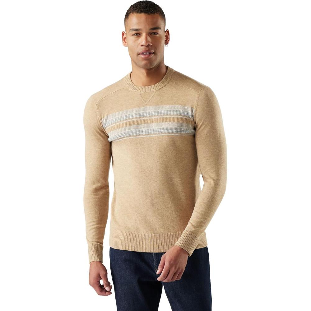 image:imageSmartwool Mens Sparwood Stripe Crew SweaterToasted CoconutLight Gray
