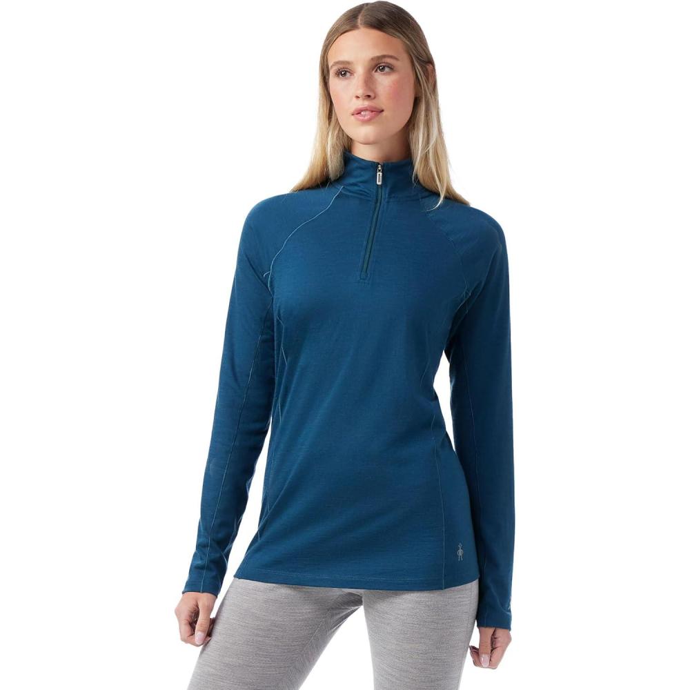 image:imageSmartwool Womens Classic AllSeason Merino Base Layer 14 ZipTwilight Blue