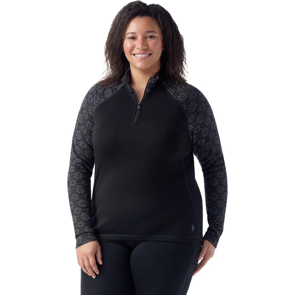 image:imageSmartwool Womens Classic Thermal Merino Base Layer 14 Zip PlusBlack Digi Snow