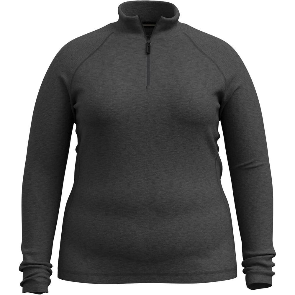 image:imageSmartwool Womens Classic Thermal Merino Base Layer 14 Zip PlusCharcoal Heather