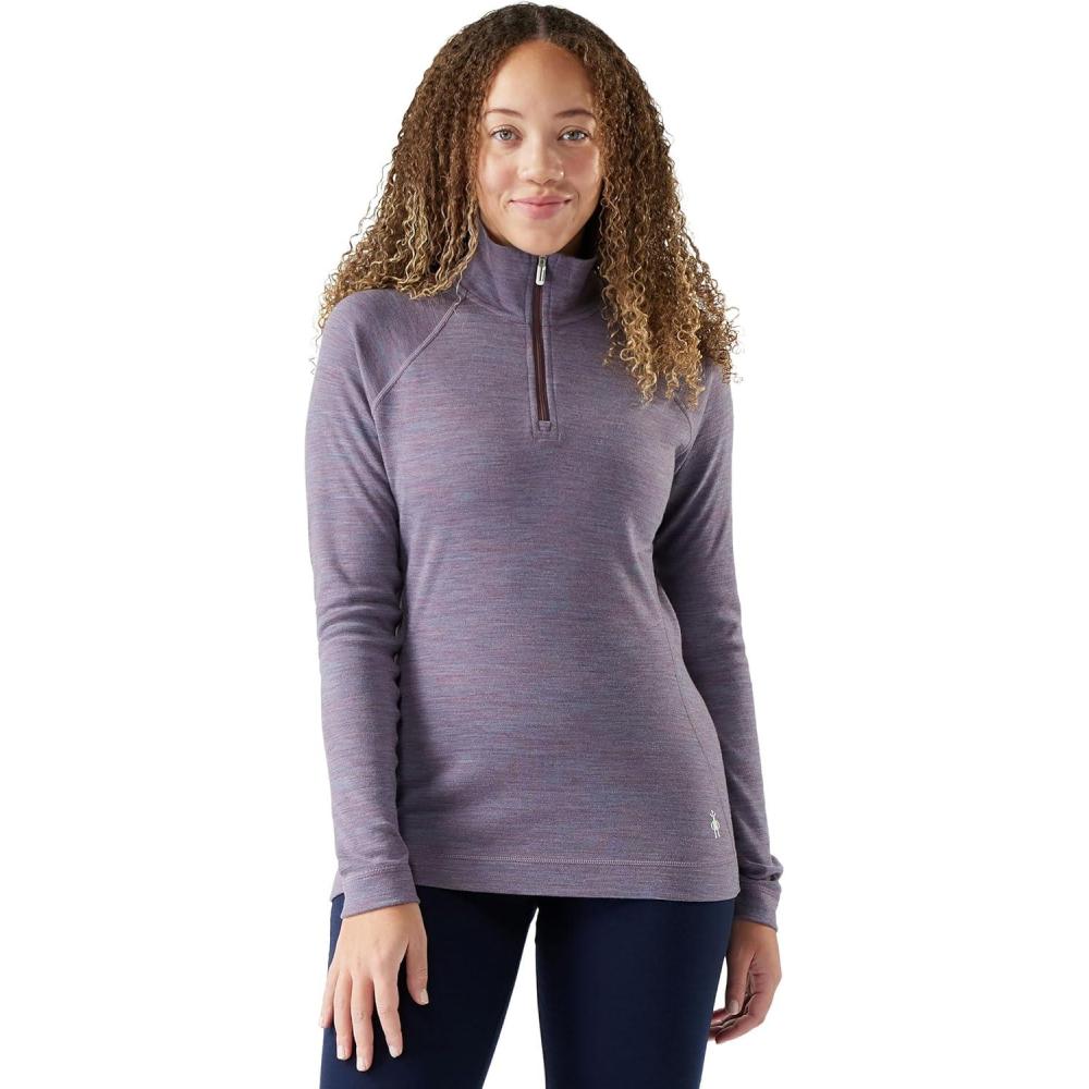 image:imageSmartwool Womens Classic Thermal Merino Base Layer 14 ZipChalk Violet Heather