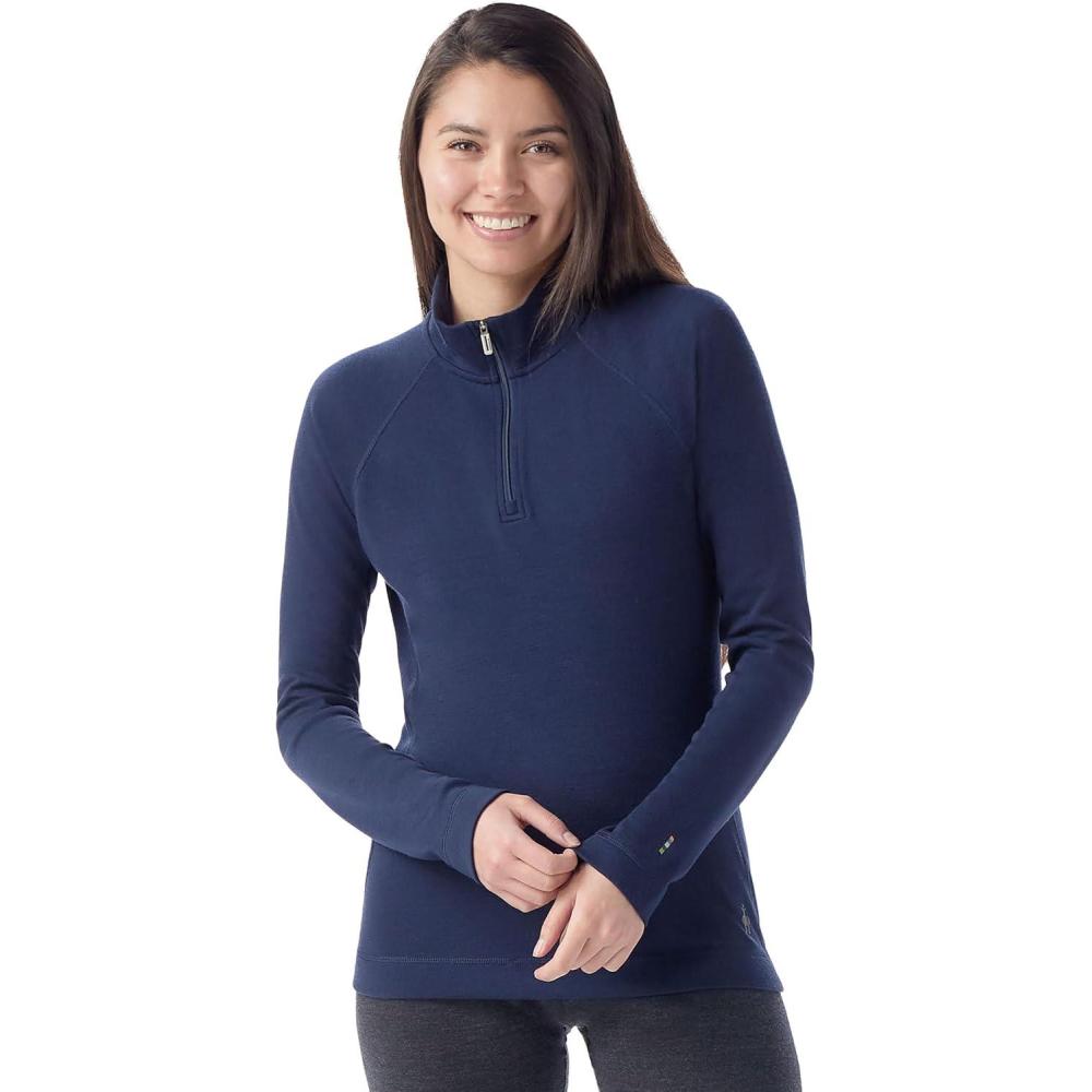 image:imageSmartwool Womens Classic Thermal Merino Base Layer 14 ZipDeep Navy