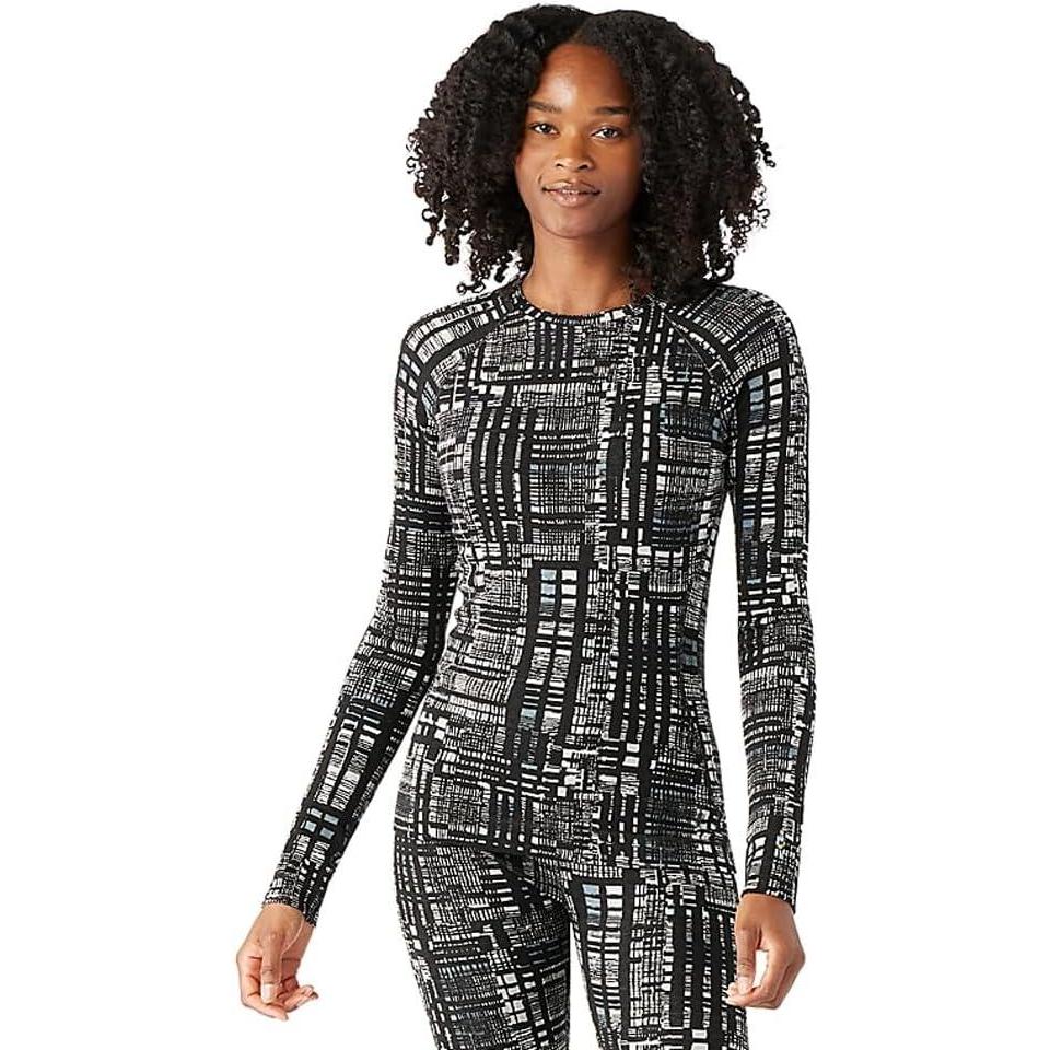 image:imageSmartwool Womens Classic Thermal Merino Base Layer CrewBlack Digi Plaid
