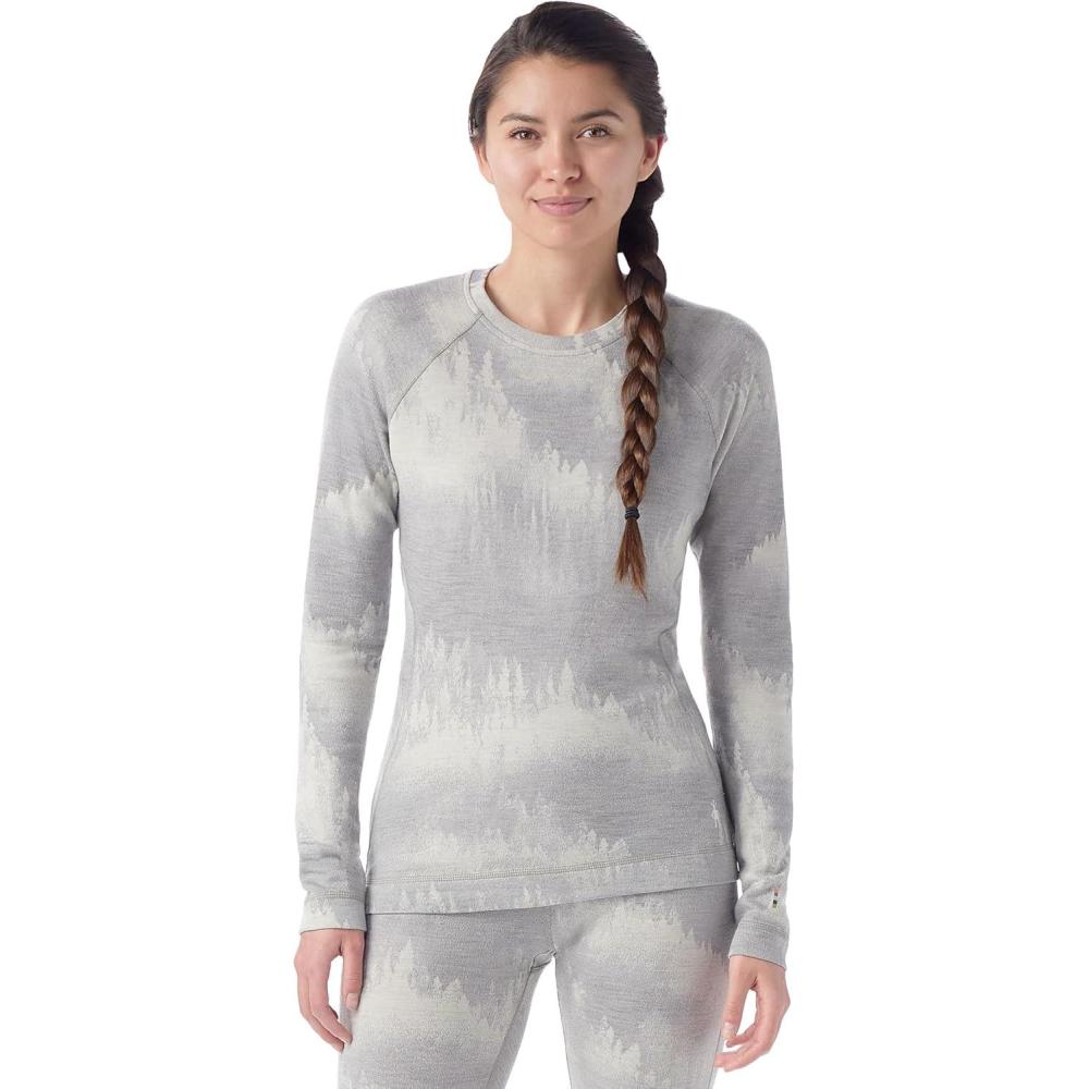image:imageSmartwool Womens Classic Thermal Merino Base Layer CrewLight Gray Foggy Pines