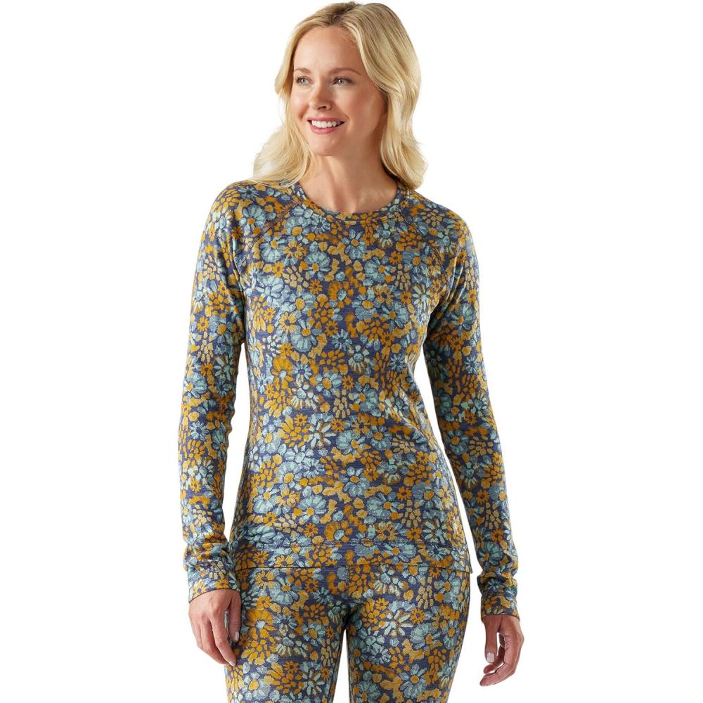 image:imageSmartwool Womens Classic Thermal Merino Base Layer CrewPacific Blue Floral