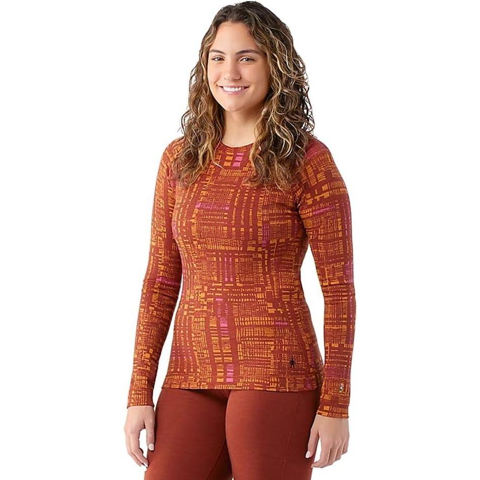 image:imageSmartwool Womens Classic Thermal Merino Base Layer CrewPecan Brown Digi Plaid