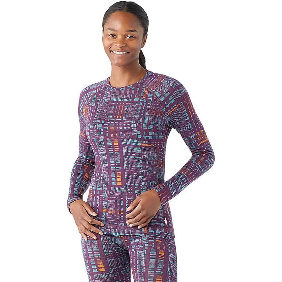 image:imageSmartwool Womens Classic Thermal Merino Base Layer CrewPurple Iris Digi Plaid