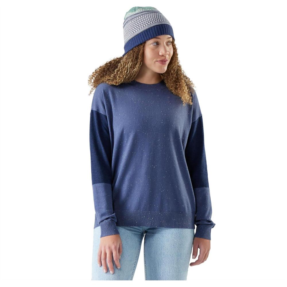 image:imageSmartwool Womens Edgewood Colorblock Crew SweaterNightfall Blue