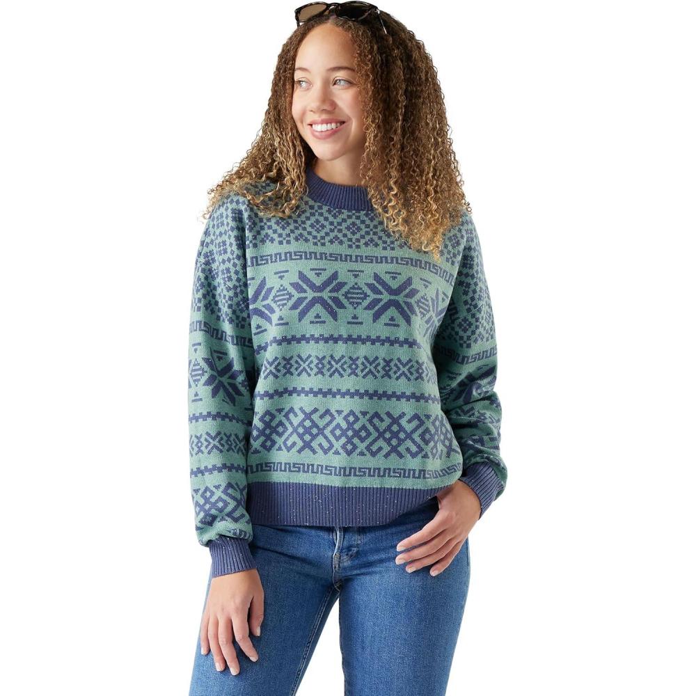 image:imageSmartwool Womens Edgewood Heritage Crew SweaterArctic Green