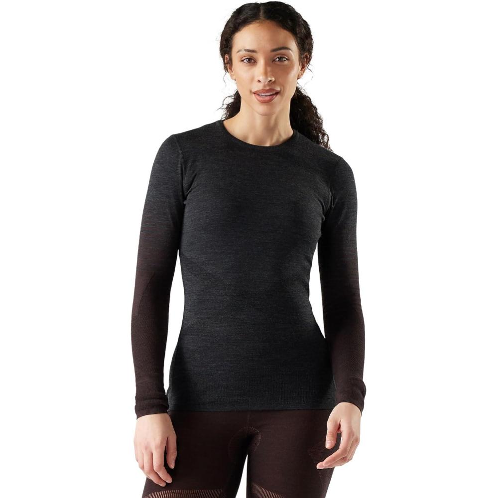image:imageSmartwool Womens Intraknit Merino 200 CrewCharcoalmink Stripe