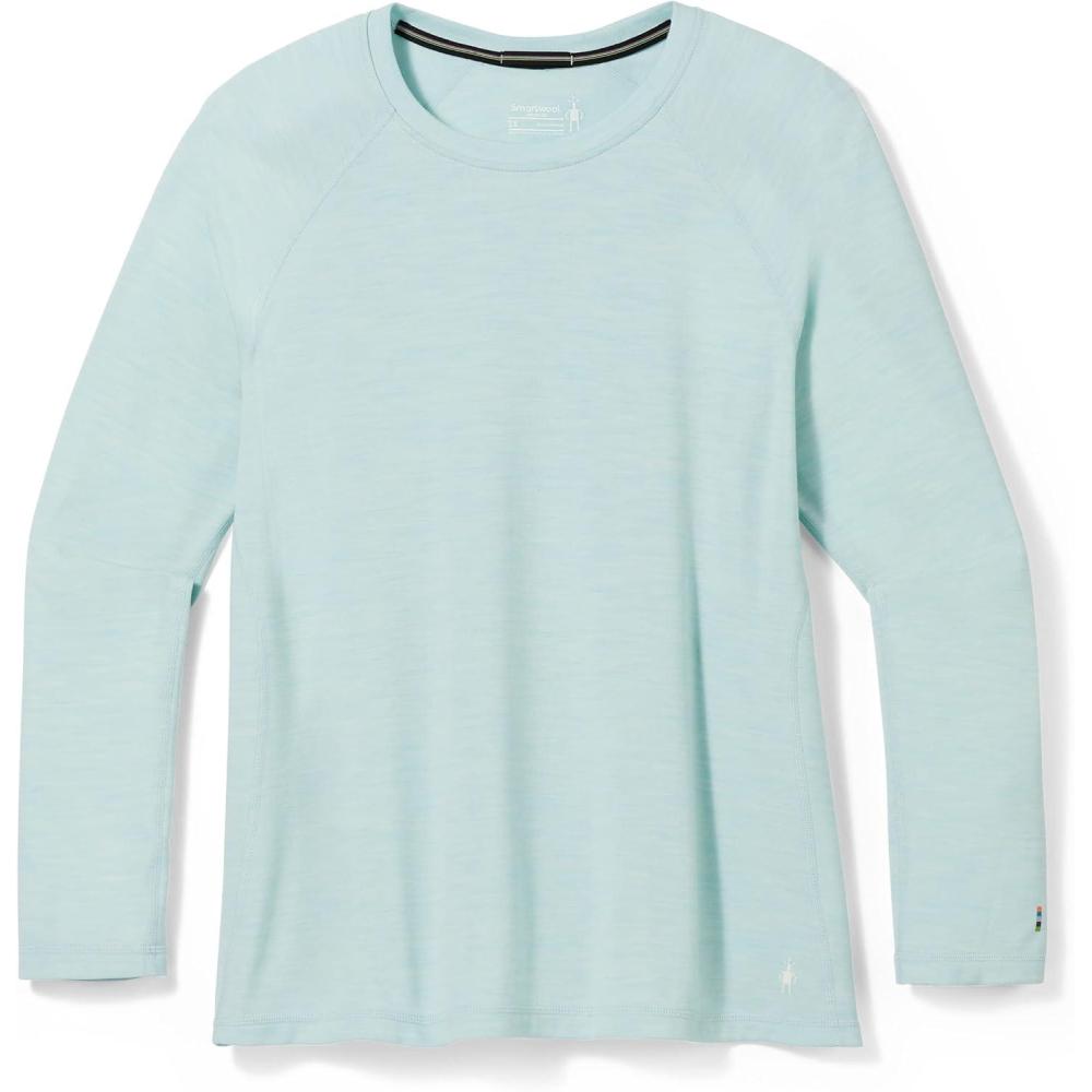 image:imageSmartwool Womens Plus Size Classic Thermal Merino Base Layer CrewAqua Bleached Heather
