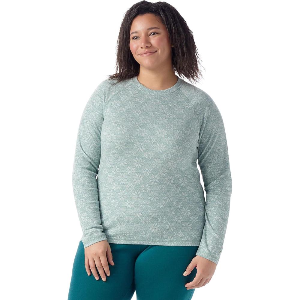 image:imageSmartwool Womens Plus Size Classic Thermal Merino Base Layer CrewArctic Green Digi Snow