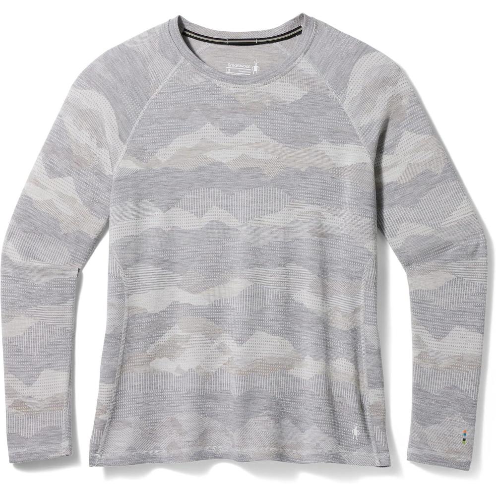 image:imageSmartwool Womens Plus Size Classic Thermal Merino Base Layer CrewLight Gray Mountain Scape
