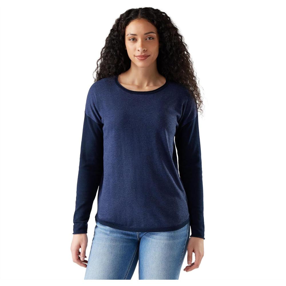 image:imageSmartwool Womens Shadow Pine Colorblock SweaterDeep Navy