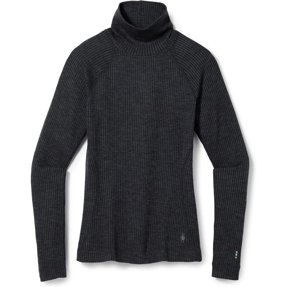 image:imageSmartwool Womens Thermal Merino Rib TurtleneckCharcoal Heather