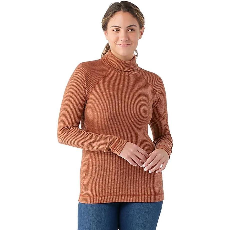image:imageSmartwool Womens Thermal Merino Rib TurtleneckPecan Brown Heather