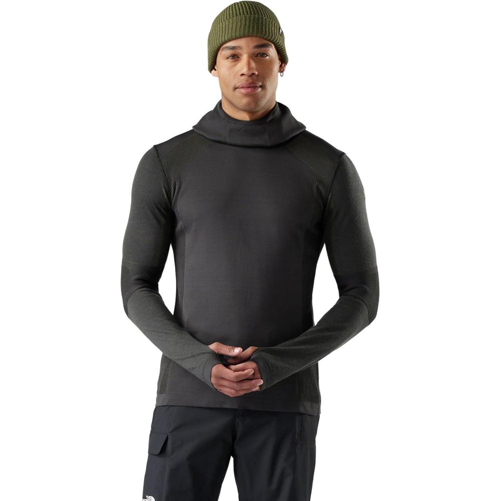 image:imageSmartwool mens Intraknit Thermal Merino Base Layer HoodieCharcoalWinter Moss