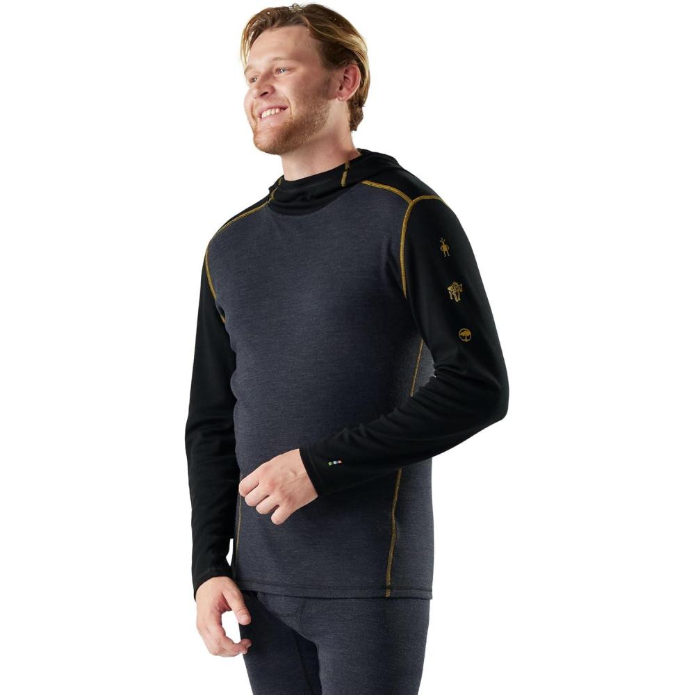image:imageSmartwool mens Merino 250 Base Layer HoodieCharcoalHoney Gold