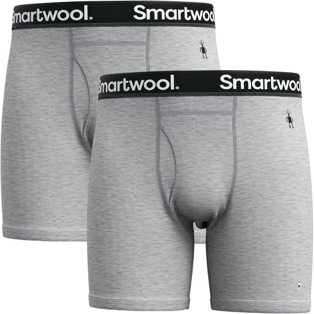 image:imageSmartwool mens Merino Boxer Brief BoxedLight Gray Heather2pk
