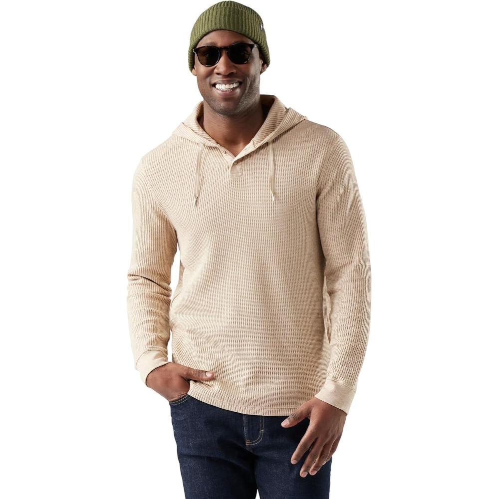 image:imageSmartwool mens Waffle Henley HoodieToffee Cream Heather