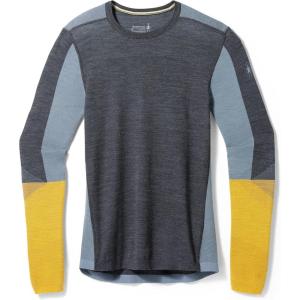 Smartwool Mens Intraknit Thermal Merino Base Layer Colorblock Crew(Charcoal-honey Gold)