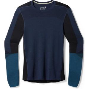 Smartwool Mens Intraknit Thermal Merino Base Layer Colorblock Crew(Deep Navy-twilight Blue)