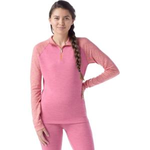 Smartwool Women’s Classic Thermal Merino Base Layer 1/4 Zip(Garden Pink Digi Snow)