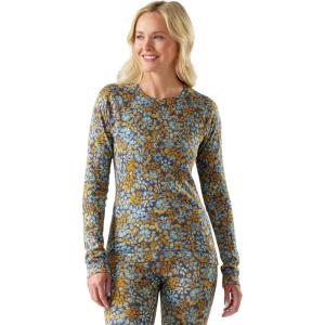 Smartwool Women’s Classic Thermal Merino Base Layer Crew(Pacific Blue Floral)