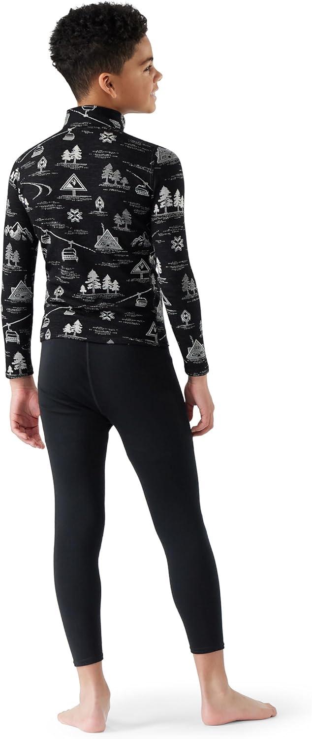 image:imageSmartWool Boys Classic Thermal Merino Base Layer 14 Zip ToddlerLittle KidBig KidBlack Ski Day