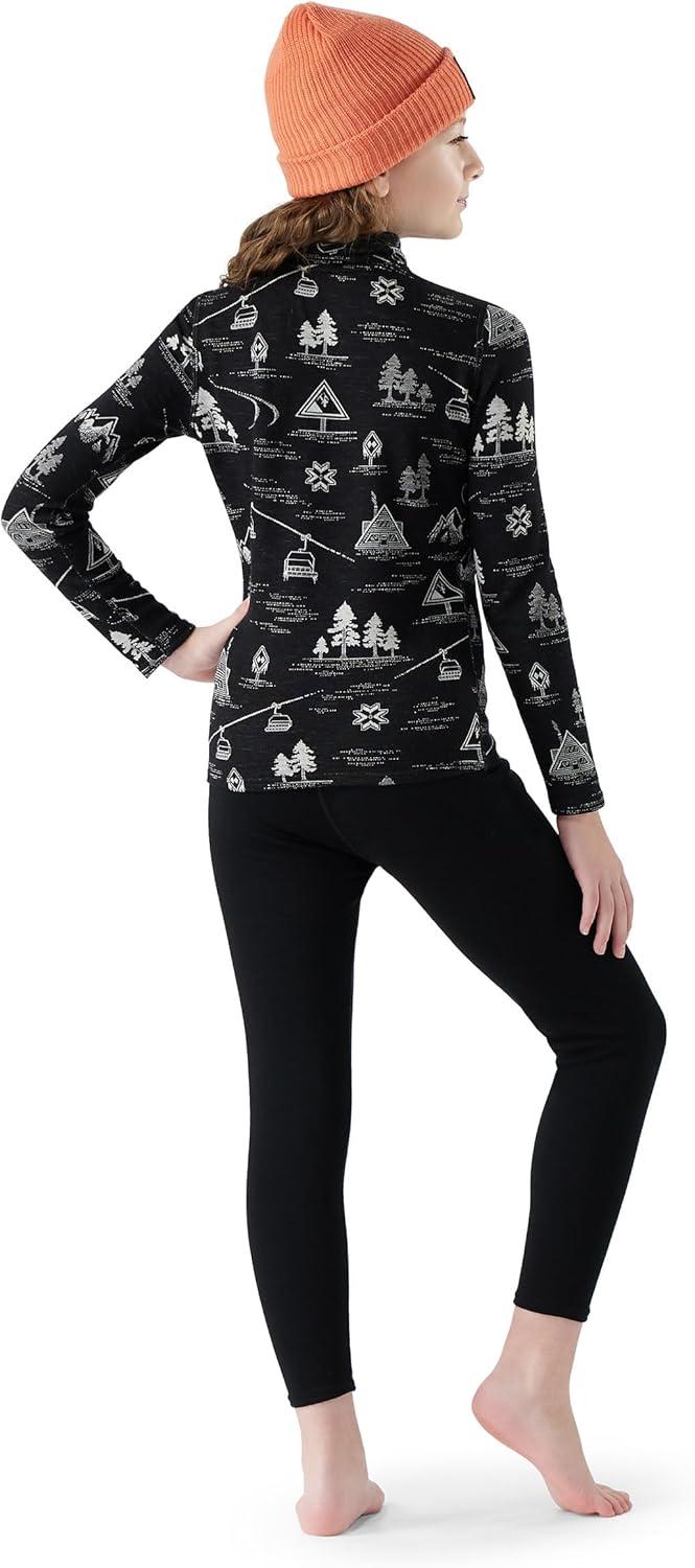 image:imageSmartWool Boys Classic Thermal Merino Base Layer 14 Zip ToddlerLittle KidBig KidBlack Ski Day