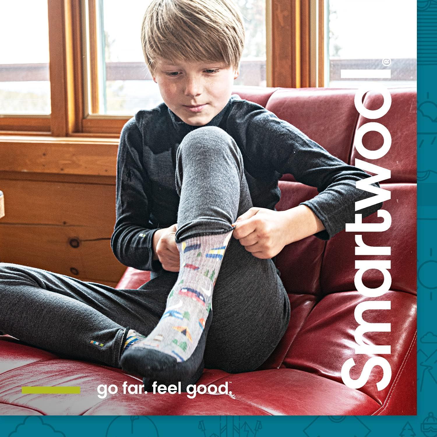 image:imageSmartWool Boys Classic Thermal Merino Base Layer 14 Zip ToddlerLittle KidBig KidNival Blue Heather
