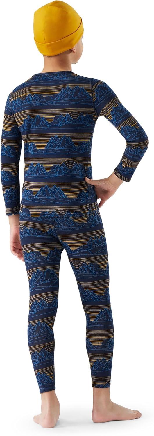 image:imageSmartwool Kids Classic Thermal Merino Base Layer Crew for Boys and GirlsDeep Navy Geo Peaks